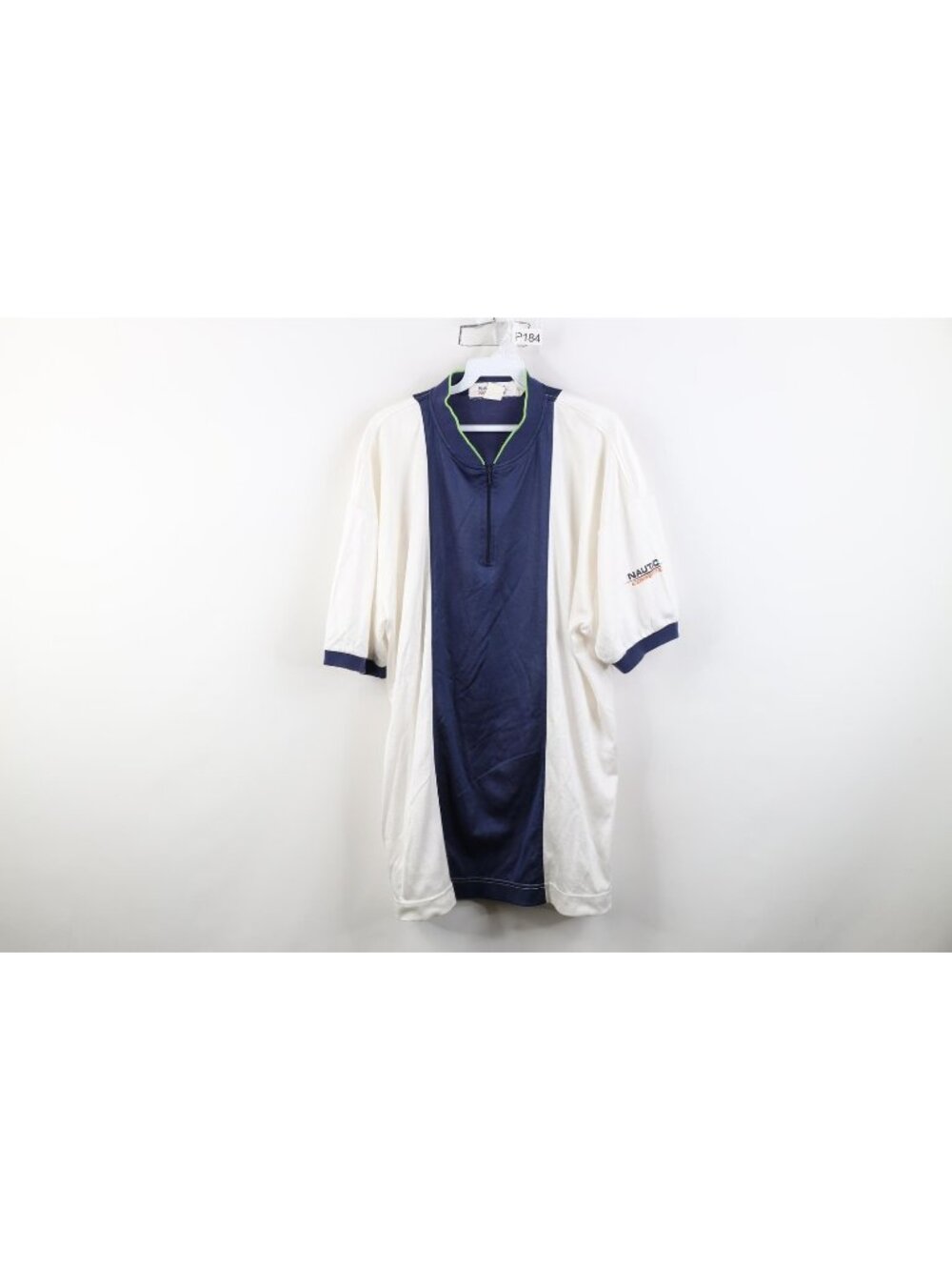 Vtg 90s Nautica Competition Mens XL Spell Out Color Block 1/4 Zip Jersey T-Shirt